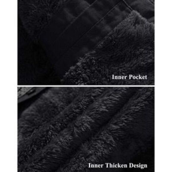 NEW Thick Thermal Winter Black Fleece Lined Military Jacket - Picture 5 of 6